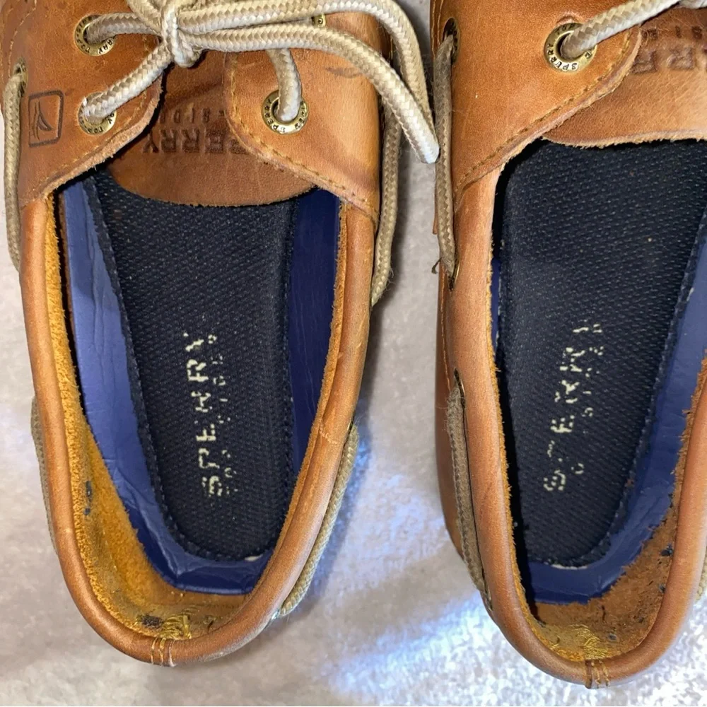 Sperry Top-Sider Mens 9 M Leather Boat Shoes Brown Cognac STS12002 Preppy Adult - Picture 6 of 13